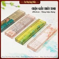 Chặn giấy thư pháp chất liệu thủy tinh 20x5cm in tranh sắc nét độ nặng thích hợp Thư Pháp Dụng Phẩm