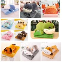 Chăn gối văn phòng gấu bông khủng long 60cm, Mèo xinh 50cm, Bê xinh 60cm. Gấu Bông đẹp cho bé(#Gối_Chăn)