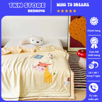 Chăn hè Tencel cho bé thêu họa tiết ngộ nghĩnh kích thước 1m2x1m6 chất liệu vải mềm mướt thoáng mát an toàn cho da bé