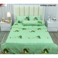 Chăn hè trần bông,mền hè thu trần bông mỏng đắp văn phòng, du lịch,chất liệu cotton poly-mẫu khủng long bơ