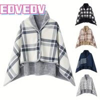 Chăn Khăn Choàng EOVEOV, Chăn Có Thể Đeo Flannel Mùa Đông, Khăn Choàng Gia Đình Du Lịch Văn Phòng Người Lớn Chăn Kẻ Sọc Dày