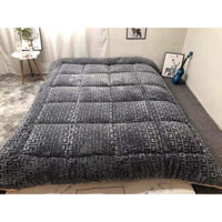 Chăn Lông Cừu Chữ Vạn,Chữ Thập Dày 3 Lớp Nặng 3,5kg - Lông Chăn Mềm Mịn- Hàng Loại 1- Chính Hãng MINNIIN - Ghi
