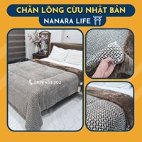 Chăn Lông Cừu Nhật Bản NANARA LIFE Nâu Trắng Loại Cao Cấp Nhập Khẩu