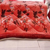 Chăn Lông Cừu Siêu Ấm 3kg Họa Tiết Hoa Trà Cam