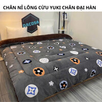 Chăn lông cừu YUKI siêu ấm, chăn lông đắp đại hàn kích thước 2mx2m3 không rụng lông