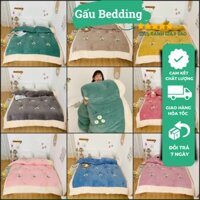 Chăn lông thỏ đại hàn chăn hoa cúc thêu siêu dày đắp mùa đông đại hàn cực ấm