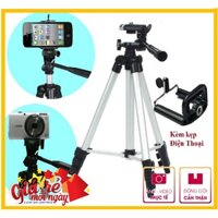 Chân máy ảnh Tripod khung nhôm kèm kẹp Điện thoại - Gậy 3 chân chụp hình máy ảnh