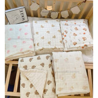 Chăn mềm Trần bông mix nhung Hạt Đậu vải muslin cao cấp, chăn đắp mùa thu đông ấm cho bé sơ sinh kích thước 80x100cm
