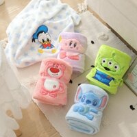 Chăn-mền bông cuộn văn phòng vải nhung hoạ tiết hoạt hình Gấu dâu Lotso - Stitch - Sully - Mickey - Alien