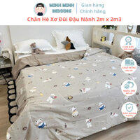 Chăn mền hè cotton đũi xơ đậu trần bông GẤU ĐỌC SÁCH mềm mát kích thước 2m x 2m3 - MinhMinh Bedding