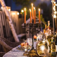 Chân nến đen 5 tay gang đen 43cm trang trí phong cách cổ điển (hàng sẵn,có hỏa tốc)