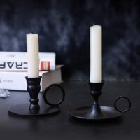 Chân nến đen với phong cách vitage, đơn giản nhỏ gọn dùng làm giá đỡ, để đèn cầy, nến (05069-05070)