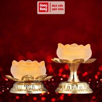 Chân nến hình hoa sen lưu ly cốc nến vật phẩm quan trọng cho bàn thờ chất liệu hợp kim cao cấp