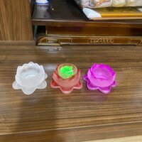 chân nến hoa sen RỒNG VIỆT, đế nến thuỷ tinh cao cấp đủ màu sắc kích thước 10cm