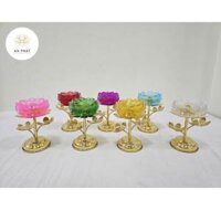 Chân Nến Tealight Cao Hoa Sen Lưu Ly Nhiều Màu Để Ban Thờ - Đồ Thờ Phong Thuỷ An Phát