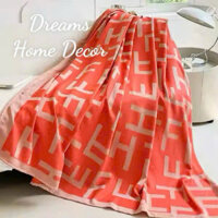 Chăn Phủ Ghế Sofa Chăn Dệt Kim Hàng Không Hoạ Tiết Chữ Màu Cam Chăn Ngủ Trưa Văn Phòng Mền Điều Hoà