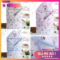 Chăn quấn ủ có đai trần bông 3 màu cho bé Momcare