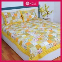 Chăn Quilt vuông vàng, ghép vải ô vuông Hqquilt chần vải chắc chắn, kích thước 2mx2m2 mềm mịn