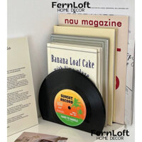 Chặn sách , giá đỡ sách hình đĩa than phong cách Retro