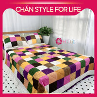 Chăn Style For Life, Chăn quilt ghép ô vuông Hqquilt thiết kế độc đáo, vải cotton an toàn cho da