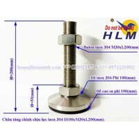 Chân tăng chỉnh chịu lực inox 304 D100M30xL200(mm) | Chân tăng chỉnh inox