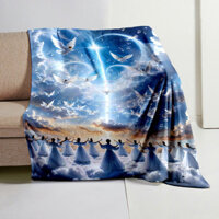 Chăn thiên thần 3D Mystical Galaxy Chăn lông cừu vũ trụ, Cánh bướm vàng Chăn Sherpa cho ghế / ghế sofa