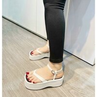 (Chân to tăng size) Giày sandal nữ đế cao kiểu dây mảnh kẹp ngón 6PH khóa cài siêu nhẹ