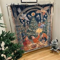 chăn trải sopha  Noel hình hoạt hình trải sàn, trải ghế, treo tường, quà tặng sinh nhất, hàng oder 12 ngày