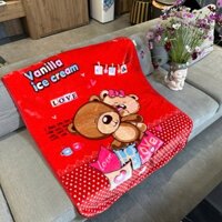 Chăn tuyết nhung 2 lớp siêu dày/ Mền nhung kích thước 1mx1m4 mẫu gấu đỏ