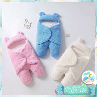 Chăn Ủ Sơ Sinh Cho Bé Lông Cừu Có Mũ Che Kín Chân Mềm Mại Alpha Kids