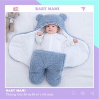 Chăn Ủ Sơ Sinh , Túi Ngủ Cho Bé Hình Gấu Lông Mềm Mịn Túi Ngủ Mùa Đông Trần Bông Cho Bé Siêu Ấm