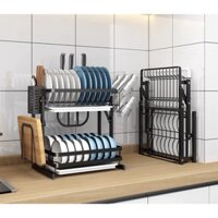 chạn úp bát 2 tầng,gấp gọn kèm úp cốc có ống cắm dao đũa thìa inox sơn tĩnh điện đa năng