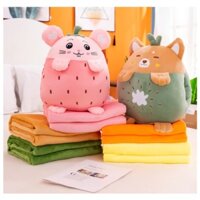 CHĂN VĂN PHÒNG ❤️FREESHIP❤️ Bộ Chăn Gối Ngủ Văn Phòng Cao Cấp con Gấu