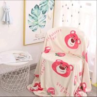 Chăn văn phòng gấu dâu, mền ngủ trưa siêu mịn cho bé đi học, đi du lịch tiện lợi GM87-Menle-Losto - 1m5x2m