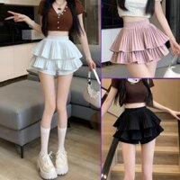 Chân váy 2 tầng ngắn xếp ly eo cao viền bèo liền quần bảo hộ phong cách trẻ trung dễ thương YaWear