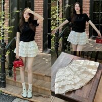 Chân Váy 4 Tầng Bồng Bềnh Cạp Chun Chất Đũi Xốp Cột Nơ Siêu Xinh, Hack Dáng Mềm Mát Hottrend Blue Rose Shop V11