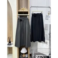 Chân Váy A Dáng Dài Phối Dây Hoa Xinh Xắn, Chân Váy Thu Đông Tôn Dáng Che Khuyết Điểm