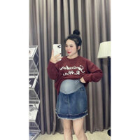 Chân Váy Bầu Bò Dáng Chữ A Chất Co Giãn Tốt Thấm Hút Mồ Hôi