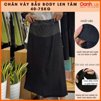 Chân Váy Bầu mùa đông len tăm body co giãn sẻ sau màu đen  dáng dài OanhLTK ( 40-70kg)