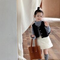 Chân váy bé gái chân váy chần bông dày dặn Thu Đông Chân váy mùa đông trẻ em phong cách phương Tây