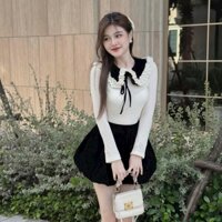 chân váy bí 3 lớp cực sang chảnh, áo thun ren tay dài - chất liệu cao cấp"