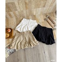 Chân váy bí phồng xếp li đũi gió mềm chân váy có quần trong, Quần váy bí nữ phồng  cạp cao chất gió nhăn - SOHA.STU