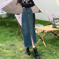 Chân Váy Bò dài chân váy jean công sở dáng a mẫu mới Quảng Châu (mã mới)