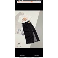 Chân váy bò dài xẻ tà trước hàng đẹp