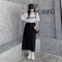 Chân Váy Bò Jean Kaki Dáng Dài Chữ A  Xẻ Tà maxi cạp chun Body Ulzzang đi học làm du lịch biển mùa hè Hiva Cloth mẫu
