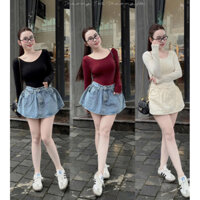 Chân Váy Bò Phom Ngắn Tùng Xoè 2 Màu Hot trend