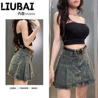 chân váy bò xoè có quần trong