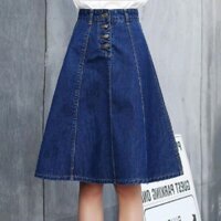 Chân váy bò xòe dáng dài - CVBEO003b