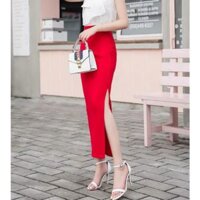 chân váy body dài xẻ hông