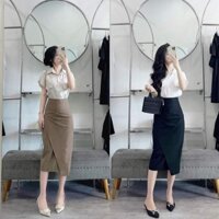 Chân váy bút chì có tà xếp ly